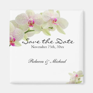 Schöne weißes und heißes Rosa-Orchideen Save th Magnet
