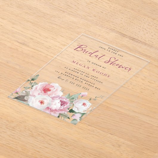 Schöne Weite & Rose Modernes Brautparty Acryleinladungen (Ablage )