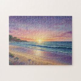 Schöne Wellen am Strand und Strandkunst Puzzle