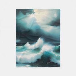 Schöne Wellen des Blauen Ozeans Fleecedecke