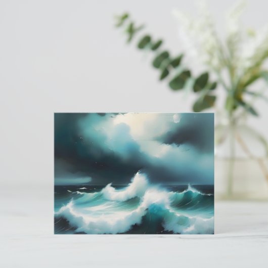 Schöne Wellen des Blauen Ozeans Postkarte (Stehend Vorderseite)