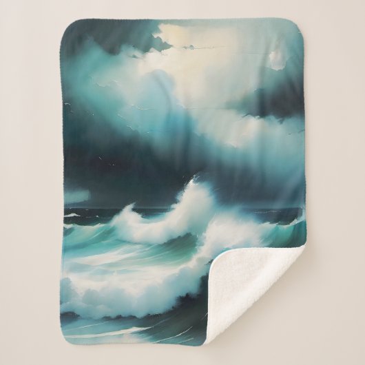 Schöne Wellen des Blauen Ozeans Sherpadecke (Vorderseite)