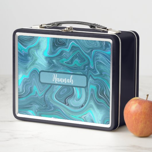 Schöne Wellen des Ozeans Blaue Strata Metall Brotdose (Beispiel)