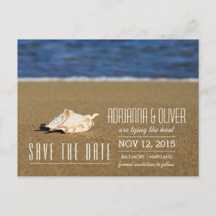 Schöne Wellen   Seashell Save the Date Ankündigungspostkarte