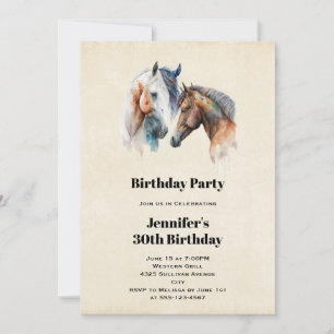 Schöne Western-Boho-Style-Pferde zum Geburtstag Einladung