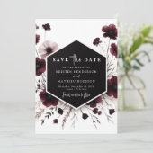 Schöne Whimsical Burgundy Wedding Save The Date (Stehend Vorderseite)
