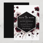 Schöne Whimsical Burgundy Wedding Save The Date (Vorne/Hinten)