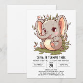 Schöne Whimsical Elephant Digital Geburtstag Einladung (Vorne/Hinten)