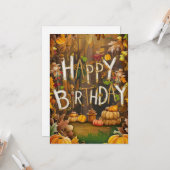 Schöne Whimsical Saison Herbst glücklich Geburtsta Karte (Vorderseite/Rückseite Beispiel)
