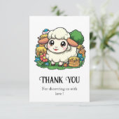 Schöne Whimsical Sheep Baby Dusche Dankeskarte (Stehend Vorderseite)