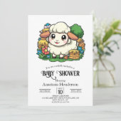 Schöne Whimsical Sheep Baby Dusche Einladung (Stehend Vorderseite)