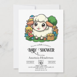 Schöne Whimsical Sheep Baby Dusche Einladung
