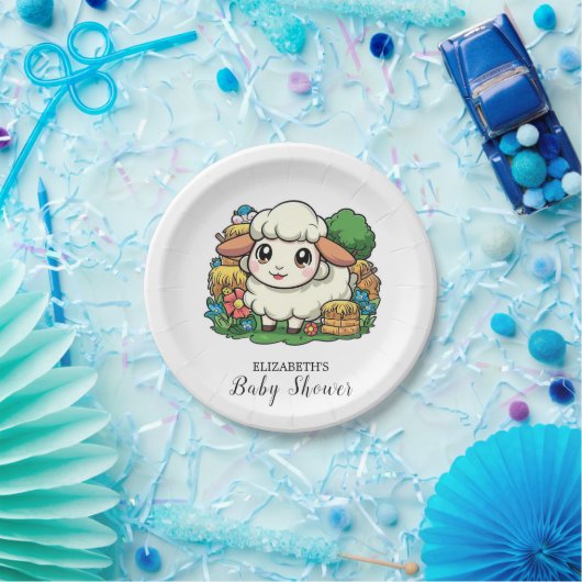 Schöne Whimsical Sheep Baby Dusche Pappteller (Party)