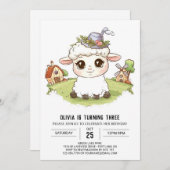 Schöne Whimsical Sheep Digital Geburtstag Einladung (Vorne/Hinten)