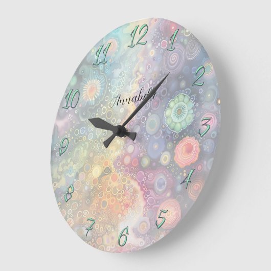 Schöne Whimsikfarben zurück zur Schule Große Wanduhr (Winkel)