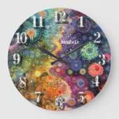Schöne Whimsikfarben zurück zur Schule Große Wanduhr (Vorderseite)
