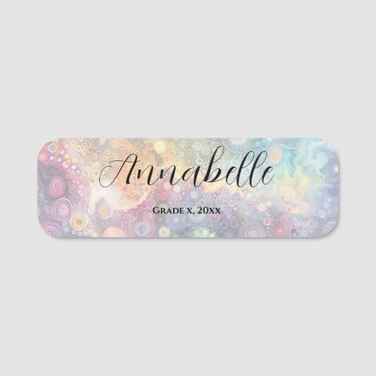 Schöne Whimsikfarben zurück zur Schule Namensschild (Vorderseite)