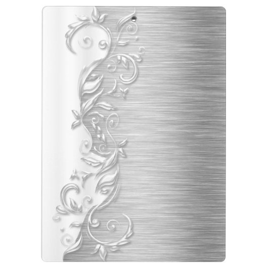 Schöne White and Silver Design-Zwischenablage Klemmbrett (Rückseite)