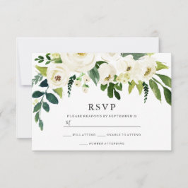 Schöne White Blooming Blume Wedding Bridal RSVP Karte