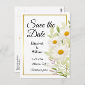 Schöne White Daisies Save the Date Postcard Postkarte (Vorne/Hinten)