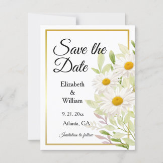 Schöne White Daisies Save the Date Postcard Postkarte