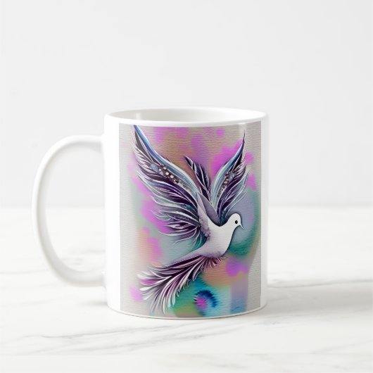 Schöne White Ethereal Wasserfarbe Taube Kaffeetasse (Links)