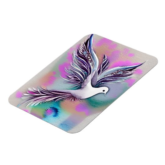 Schöne White Ethereal Wasserfarbe Taube Magnet (Linke Seite)