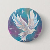 Schöne White Glitzer Peace Dove Button (Vorderseite)