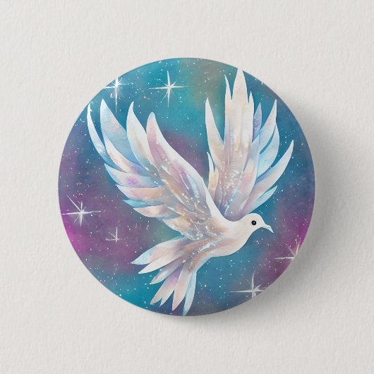 Schöne White Glitzer Peace Dove Button (Vorderseite)