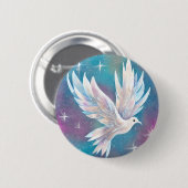 Schöne White Glitzer Peace Dove Button (Vorne & Hinten)