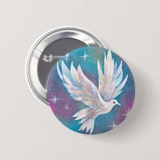 Schöne White Glitzer Peace Dove Button (Vorne & Hinten)