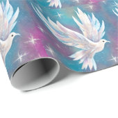 Schöne White Glitzer Peace Dove Geschenkpapier (Rolleneckpunkt)