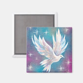 Schöne White Glitzer Peace Dove Magnet (Vorderseite/Rückseite)