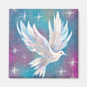 Schöne White Glitzer Peace Dove Magnet (Vorne)