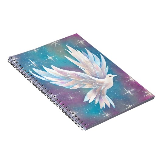 Schöne White Glitzer Peace Dove Notizblock (Rechte Seite)