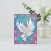 Schöne White Glitzer Peace Dove Postkarte (Stehend Vorderseite)