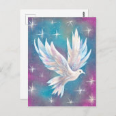 Schöne White Glitzer Peace Dove Postkarte (Vorne/Hinten)