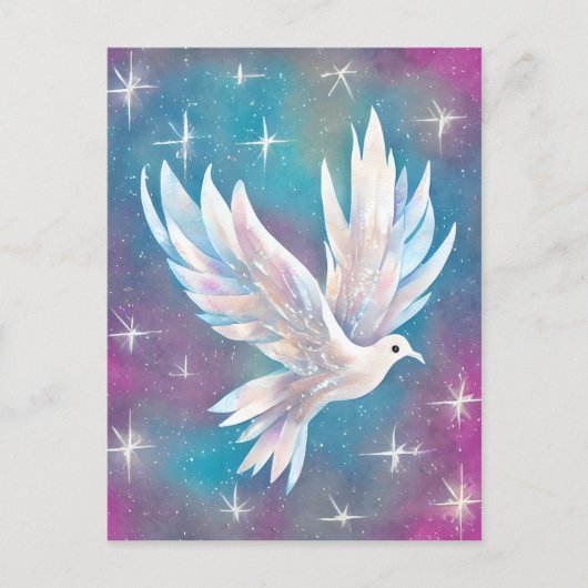 Schöne White Glitzer Peace Dove Postkarte (Vorderseite)