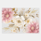 Schöne White Gold Lavender Floral Geschenkpapier Set (Vorderseite 3)