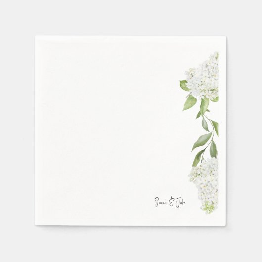 Schöne White Hydrangea Bloral White Wedding Serviette (Vorderseite)
