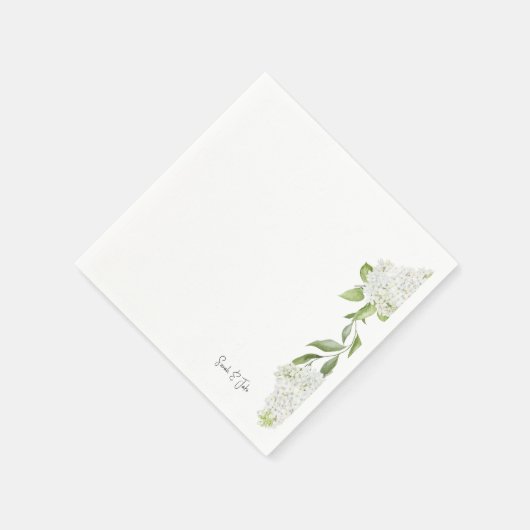 Schöne White Hydrangea Bloral White Wedding Serviette (Ecke)