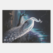 Schöne White Peacock Aurora Borealis Decoupage Geschenkpapier Set (Vorderseite 3)