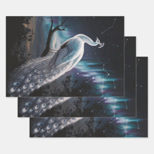 Schöne White Peacock Aurora Borealis Decoupage Geschenkpapier Set