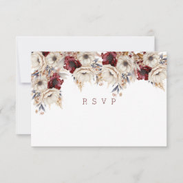 Schöne White Roses Burgundy Poppies RSVP Karte