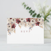 Schöne White Roses Burgundy Poppies RSVP Karte (Stehend Vorderseite)