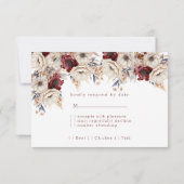 Schöne White Roses Burgundy Poppies RSVP Karte (Rückseite)