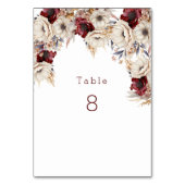 Schöne White Roses Burgundy Poppies Tischnummer (Vorderseite)