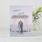 Schöne White Save the Date Hochzeit Einladung (Stehend Vorderseite)