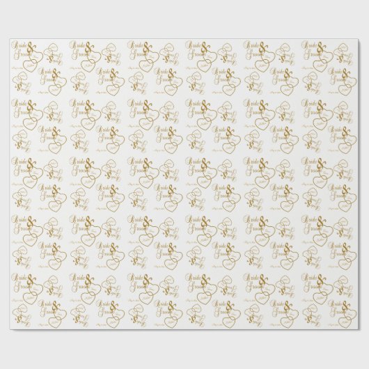 Schöne White Wedding mit Gold Script Letters Geschenkpapier (Flach)