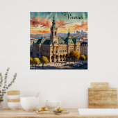 Schöne Wiener Wasserfarben Stadt Malerei Poster (Küche)